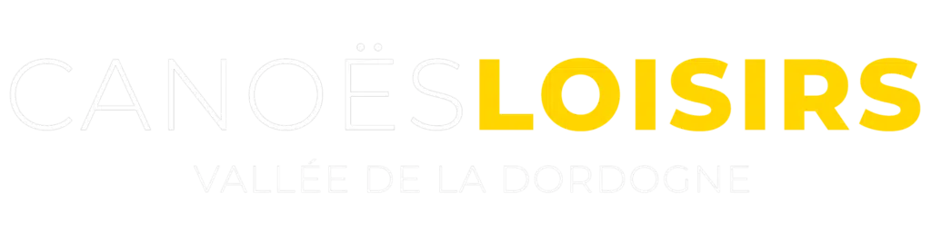 Logo blanc et jaune Canoës Loisirs